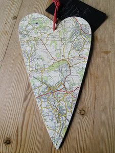 Signpost Original Gifts - Hanging heart personalised with your chosen map location