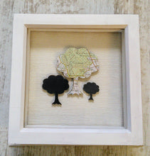 Box frame picture with personalised map on tree shape