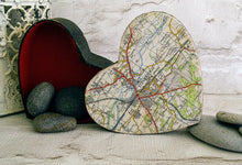 Signpost Original Gifts - Heart shaped trinket box personalised with your map location