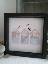 Box Frame Picture - Row of Beach Huts - Large